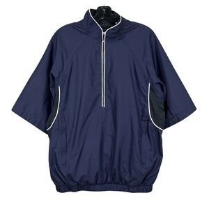 FJ FOOTJOY Packable NAVY BLUE Softshell 1/2-ZIP Golf WINDBREAKER/JACKET Sz S
